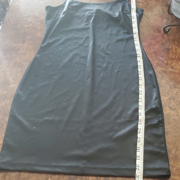 Black Ribbed Bodycon Mini Dress with Spaghetti Straps - Picture 5 of 7